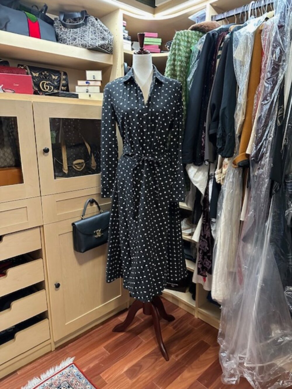Rosetta Getty Polka Black/White Dot Print Size Six Long Dress - Picture 5 of 10